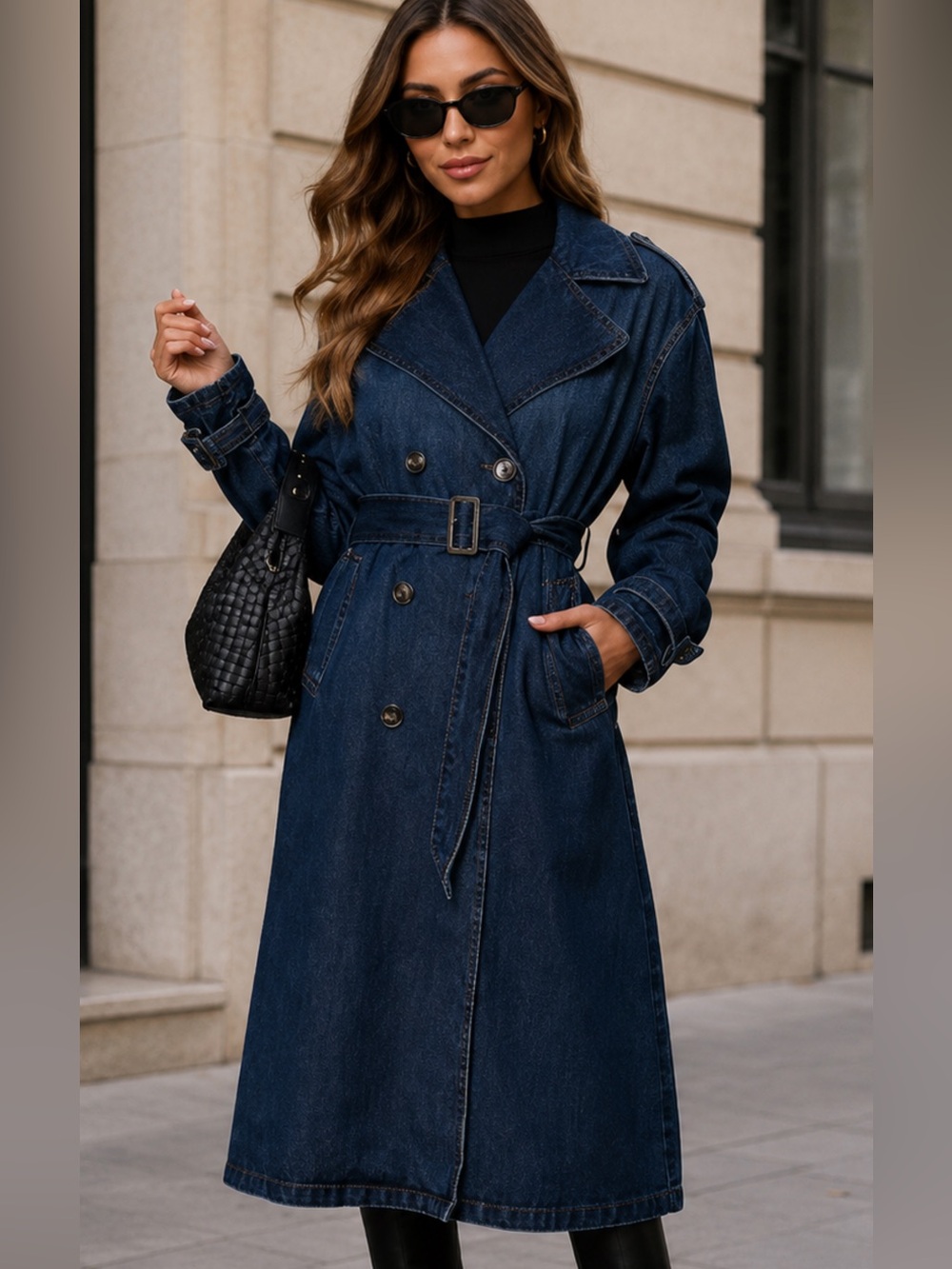 Denim Trench Jacket - Blue Large NWT Great for Fall Weather.